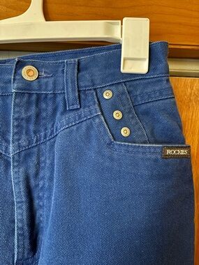 Vintage Rockies Royal Blue High-Waist/Boot Cut Rodeo Cowgirl Western Jeans